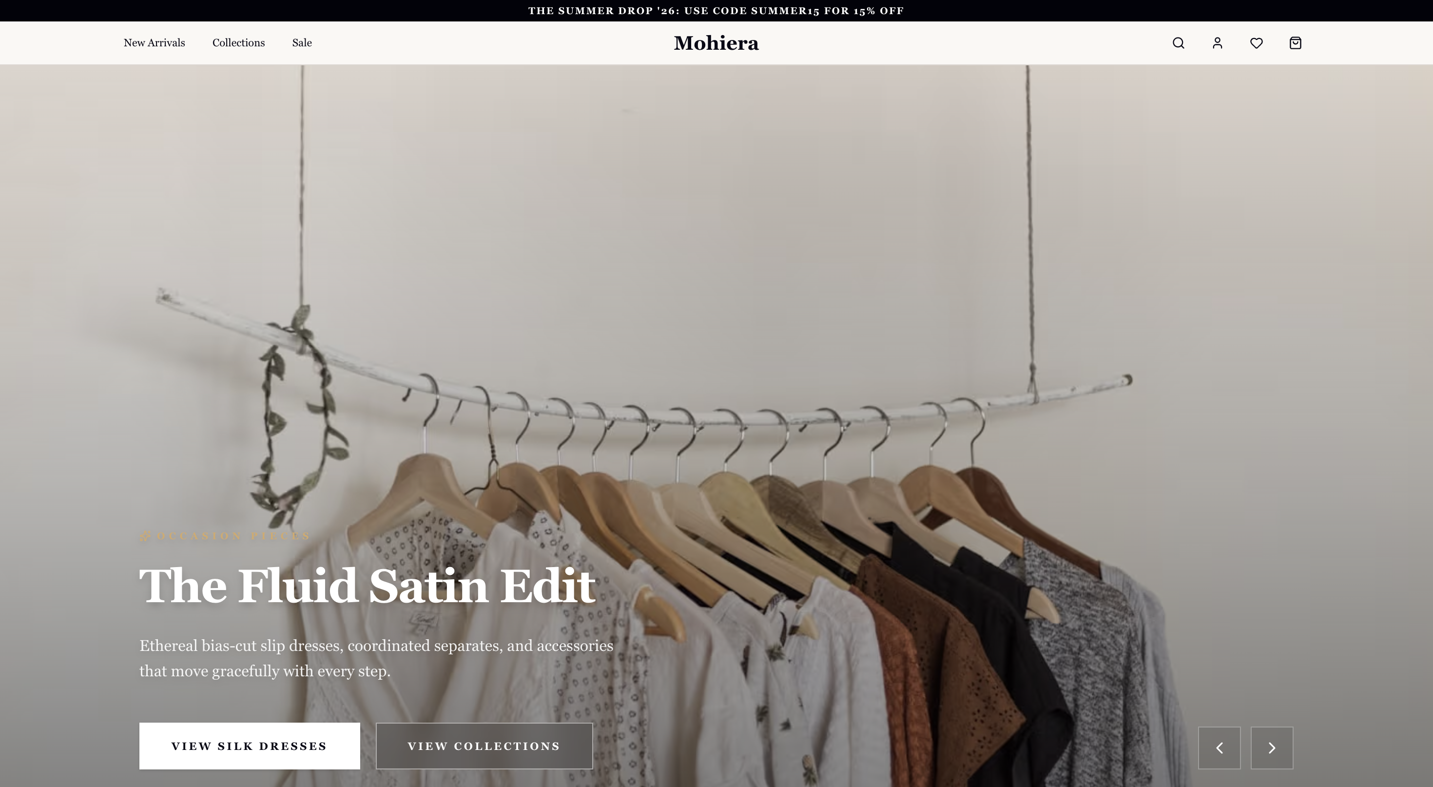 Mohiera desktop e-commerce interface