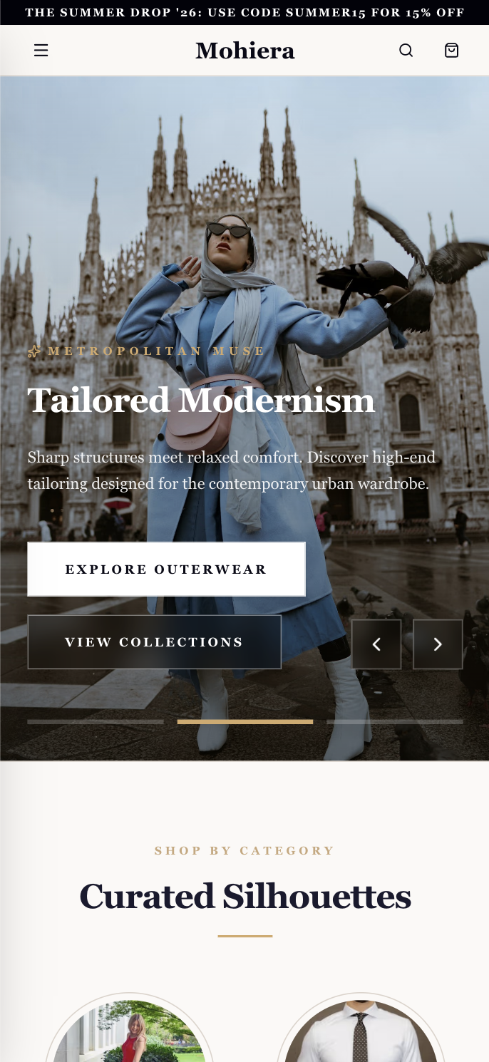 Mohiera mobile e-commerce interface