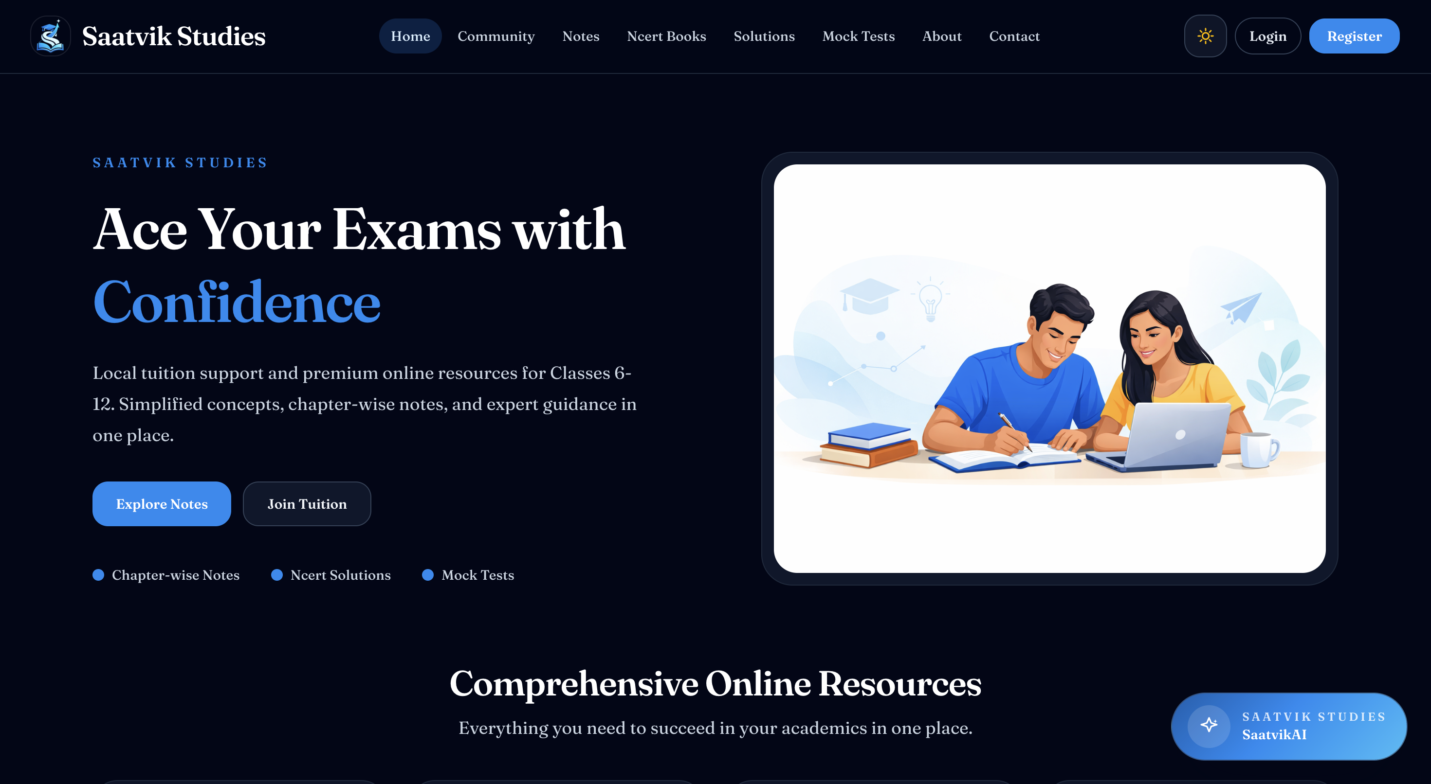 Saatvik Studies desktop interface