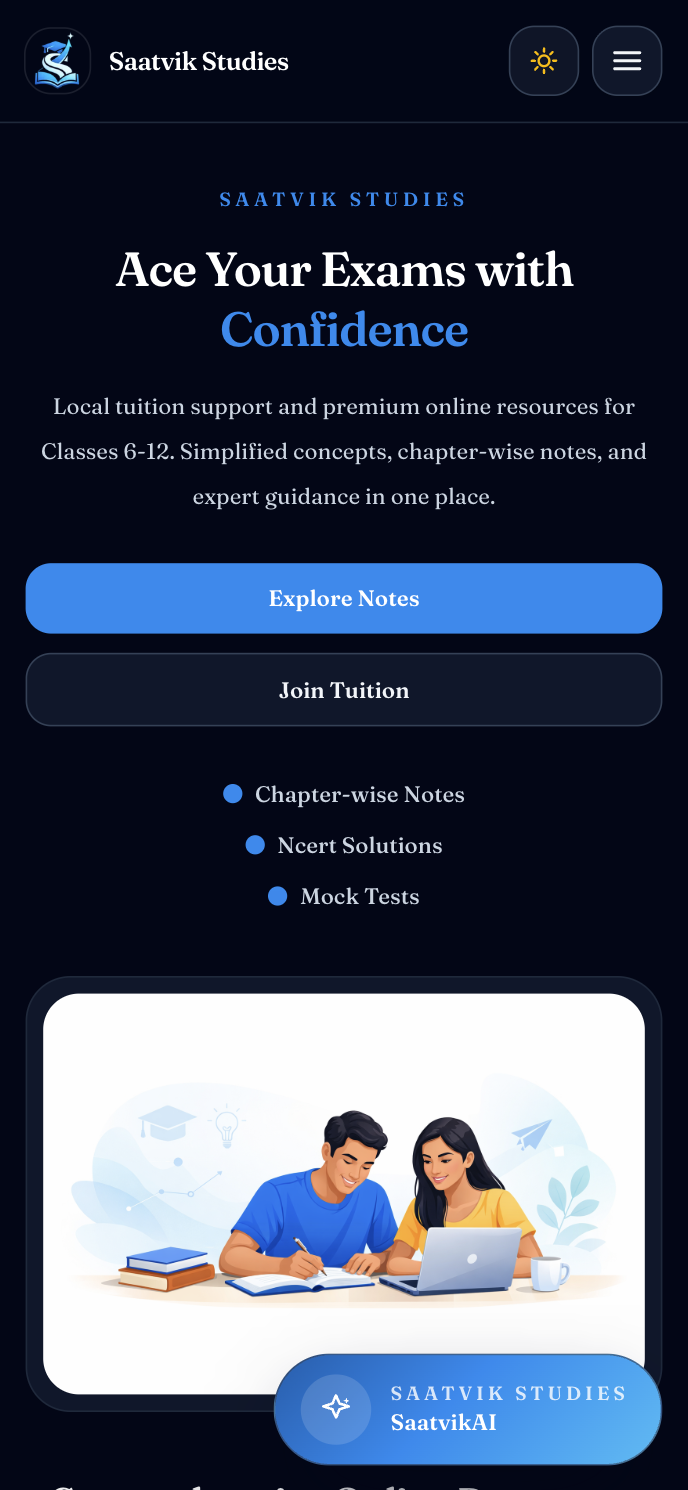 Saatvik Studies mobile interface